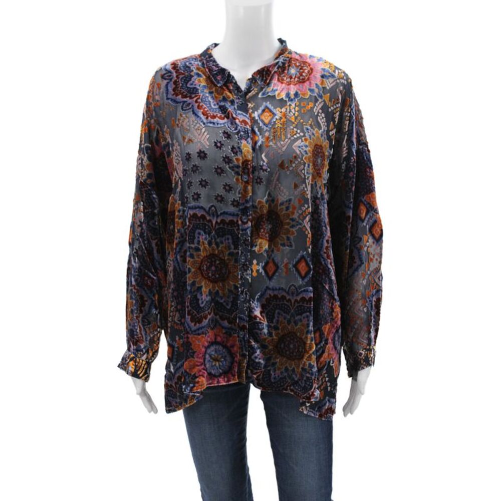 Johnny Was Women Bohemian Floral Tunic Long Sleeve Multicolor Size 2XL
